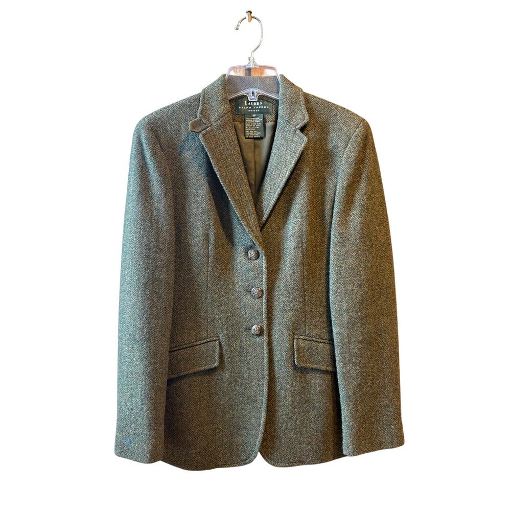 Lauren Ralph Lauren women's green equestrian military wool blazer size 4P.